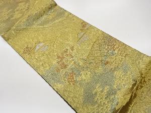 山並に流水・木々模様織出し袋帯